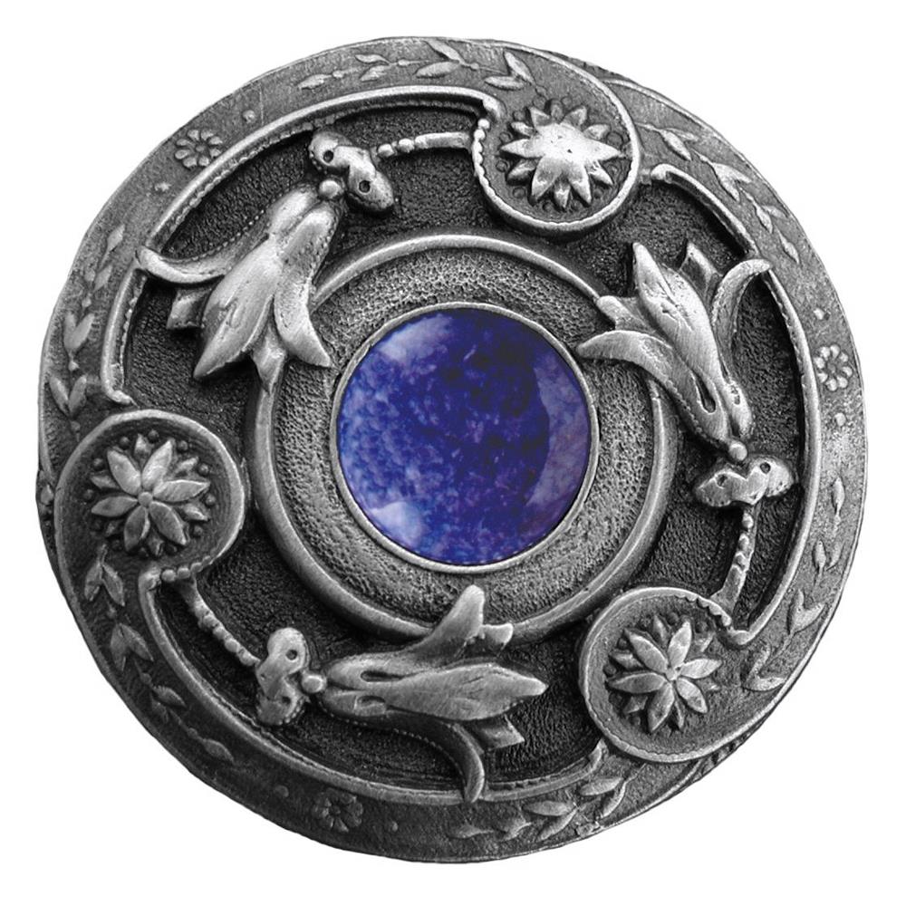 Notting Hill NHK-161-AP-BS Jeweled Lily Knob Antique Pewter/Blue Sodalite natural stone